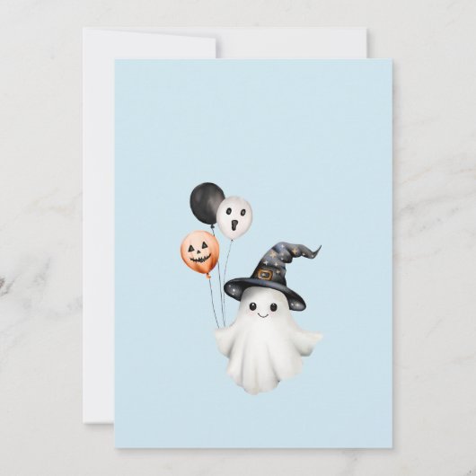 Niedlich Spooky One Blue Halloween Junge 1. Geburt Einladung (Rückseite)