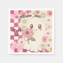 Niedlich Spooky Pink Daisy Halloween-Party Einladu Serviette