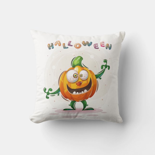 Niedlich Spooky Pumpkin Halloween farbig Kissen (Vorderseite)