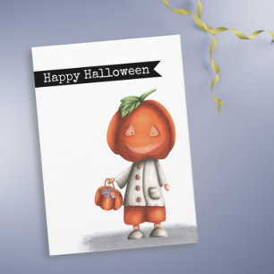 Niedlich Spooky Pumpkin Head Happy Halloween Karte