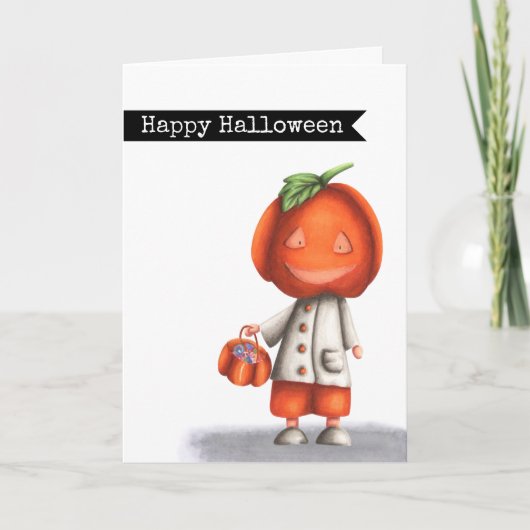 Niedlich Spooky Pumpkin Head Happy Halloween Karte (Vorderseite)