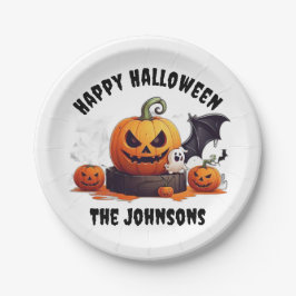 Niedlich Spooky Pumpkins Bats Ghost Happy Hallowee Pappteller