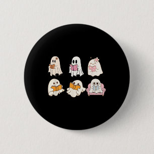 Niedlich Spooky Reading Book Halloween Fall Ghost Button
