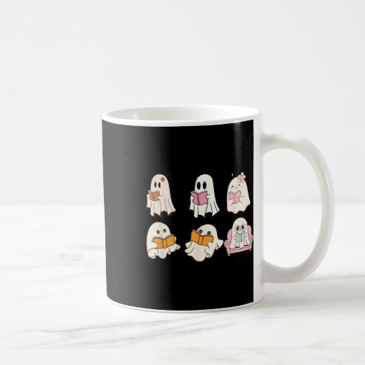 Niedlich Spooky Reading Book Halloween Fall Ghost Kaffeetasse (Rechts)
