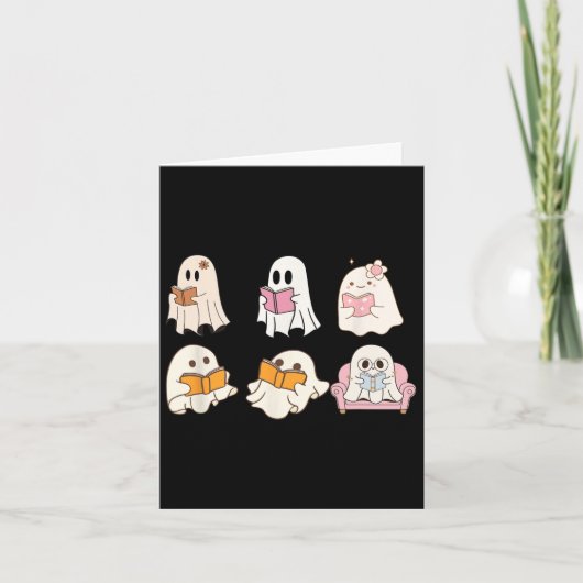 Niedlich Spooky Reading Book Halloween Fall Ghost Karte (Vorderseite)