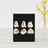 Niedlich Spooky Reading Book Halloween Fall Ghost Karte (Gelbe Blume)