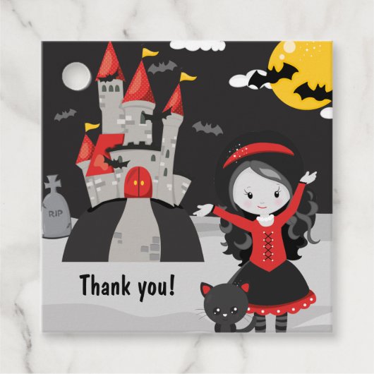 Niedlich Spooky Vampire Girl Halloween Kinder Geschenkanhänger (Vorderseite)
