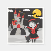 Niedlich Spooky Vampire Girl Halloween Kinder Serviette (Vorderseite)