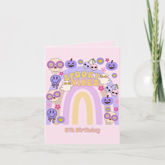 Niedlich Spooky Vibes Groovy Ghost Halloween Gebur Einladung (Vorderseite)