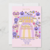 Niedlich Spooky Vibes Groovy Ghost Halloween Gebur Einladung (Vorderseite)