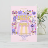 Niedlich Spooky Vibes Groovy Ghost Halloween Gebur Einladung (Stehend Vorderseite)