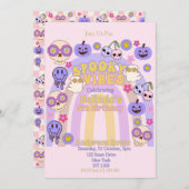 Niedlich Spooky Vibes Groovy Ghost Halloween Gebur Einladung (Vorne/Hinten)