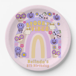 Niedlich Spooky Vibes Groovy Ghost Halloween Gebur Pappteller