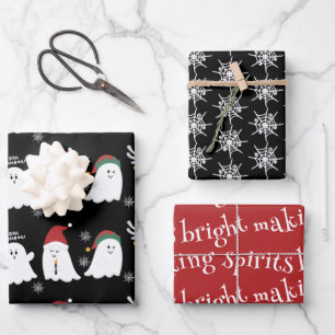 Niedlich Spooky Weihnachtsghost Geschenkpapier Set
