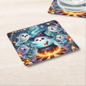 Niedlich Spooky Witchy Ghost Halloween Dekor Rechteckiger Pappuntersetzer (angewinkelt)