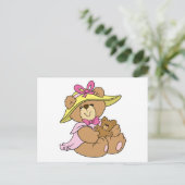 Niedlich Spring Bonnet Teddy Bär Postkarte (Stehend Vorderseite)