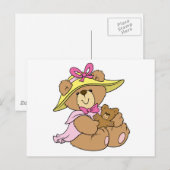 Niedlich Spring Bonnet Teddy Bär Postkarte (Vorne/Hinten)