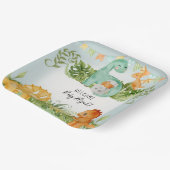 Niedlich Square Dinosaur Foliage Watercolor Baby B Pappteller (Gewinkelt)