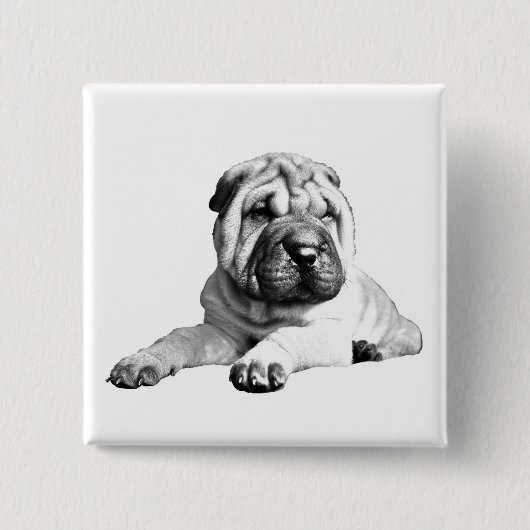 Niedlich Square Shar Pei Button (Vorderseite)