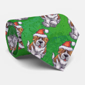 Niedlich St. Bernard in Hat Pattern auf Green Krawatte (Gerollt)