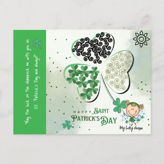 Niedlich St. Patrick Little Girl Postkarte (Vorderseite)