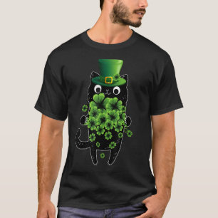 Niedlich St Patricks Day Black Cat Leprechaun Wome T-Shirt