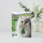 Niedlich St. Patricks Day Cat Postkarte (Stehend Vorderseite)
