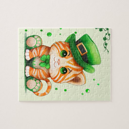 Niedlich St Patricks Day Cat Puzzle (Horizontal)