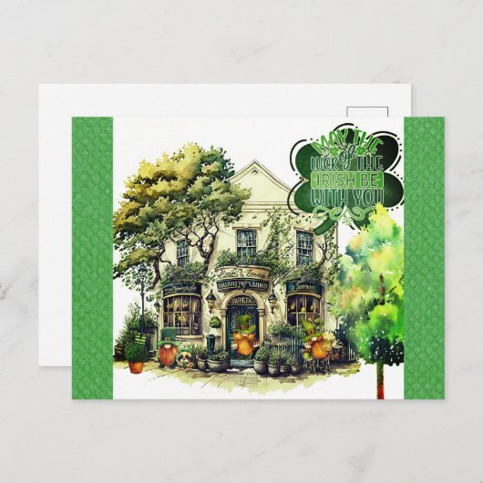 Niedlich St Patricks Day Gnome Irish Pub Bar Postkarte (Vorne/Hinten)