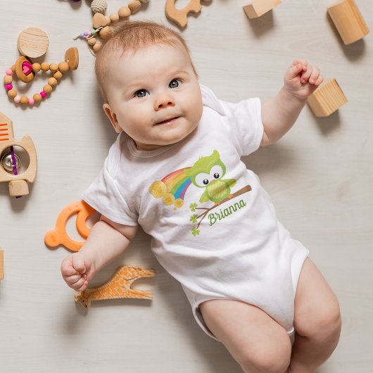 Niedlich St. Patricks Day Owl Custom Irish Baby Strampler