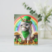 Niedlich St. Patricks Day Unicorn Postkarte (Stehend Vorderseite)
