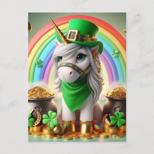 Niedlich St. Patricks Day Unicorn Postkarte (Vorderseite)