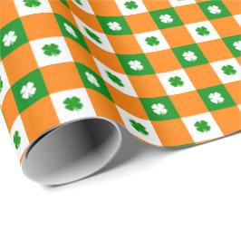 Niedlich St Patrick's Lucky Clover Green Orange Ka Geschenkpapier