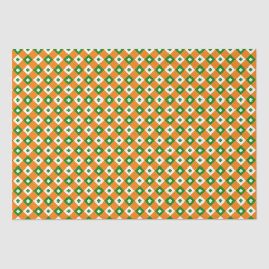 Niedlich St Patrick's Lucky Clover Green Orange Ka Seidenpapier (Vorderseite)