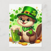 Niedlich St. Patricks Otter Green Beer Postkarte (Vorderseite)
