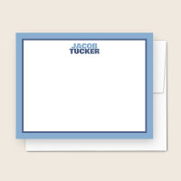 Niedlich Stacks Name 2-Tone Blue Border Stationery