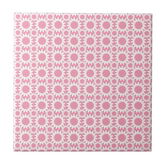 Niedlich Star Blume Muster Rosa und Weiß Fliese (Vorderseite)