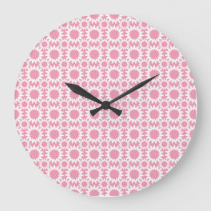 Niedlich Star Blume Muster Rosa und Weiß Große Wanduhr