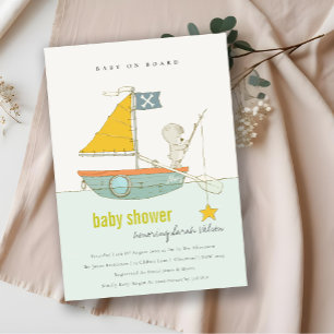 Niedlich Star Teddy Bear Sailboat Kinderdusche ein Dankeskarte