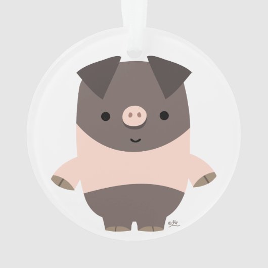Niedlich Starker Cartoon Pig Acrylschmuck Ornament (Rückseite)