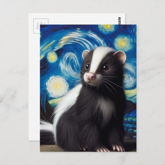 Niedlich Starry Night Skunk Postkarte (Vorne/Hinten)