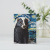 Niedlich Starry Night Skunk Van Gogh Postkarte (Stehend Vorderseite)