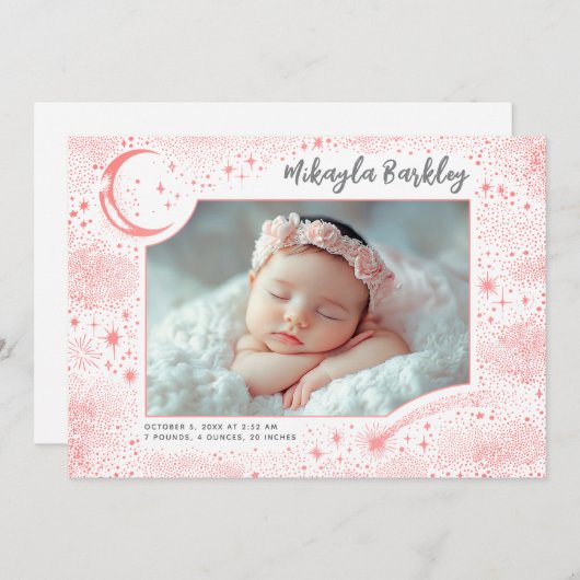 Niedlich Stars Moon Celestial Neugeborenes Foto Ge Ankündigung (Vorne/Hinten)