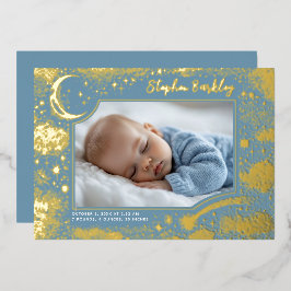 Niedlich Stars Moon Celestial Neugeborenes Foto Ge Folieneinladung