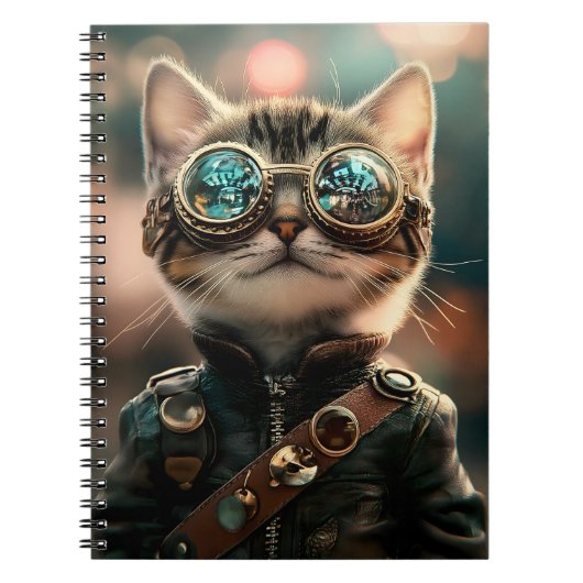 Niedlich Steampunk Adorable Cat Kitten G1 Notizblock (Vorderseite)