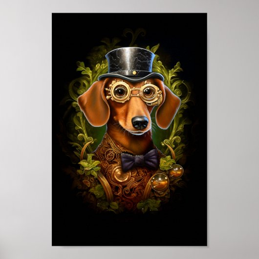 Niedlich Steampunk Dackel Wurst Dackel Dog 149R Poster (Vorne)