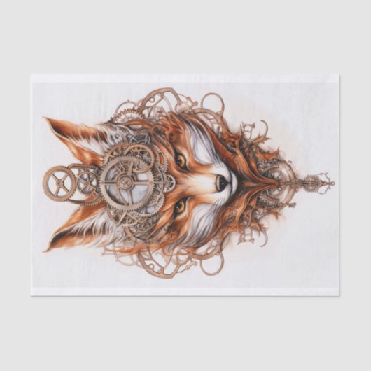 Niedlich Steampunk Fox 116 Decoupage Seidenpapier (Vorderseite)