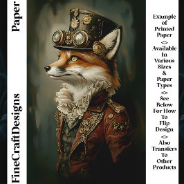 Niedlich Steampunk Fox Portrait CJ7 Scrapbook Pape