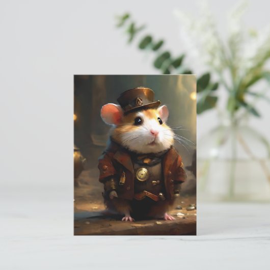 Niedlich Steampunk Hamster Postkarte (Stehend Vorderseite)
