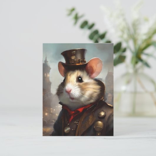 Niedlich Steampunk Hamster Postkarte (Stehend Vorderseite)